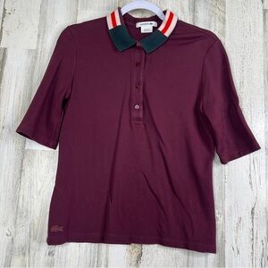 Lacoste Women’s Shirt Size 10 Large US Womens Red Polo Golf‎ Performance Wear